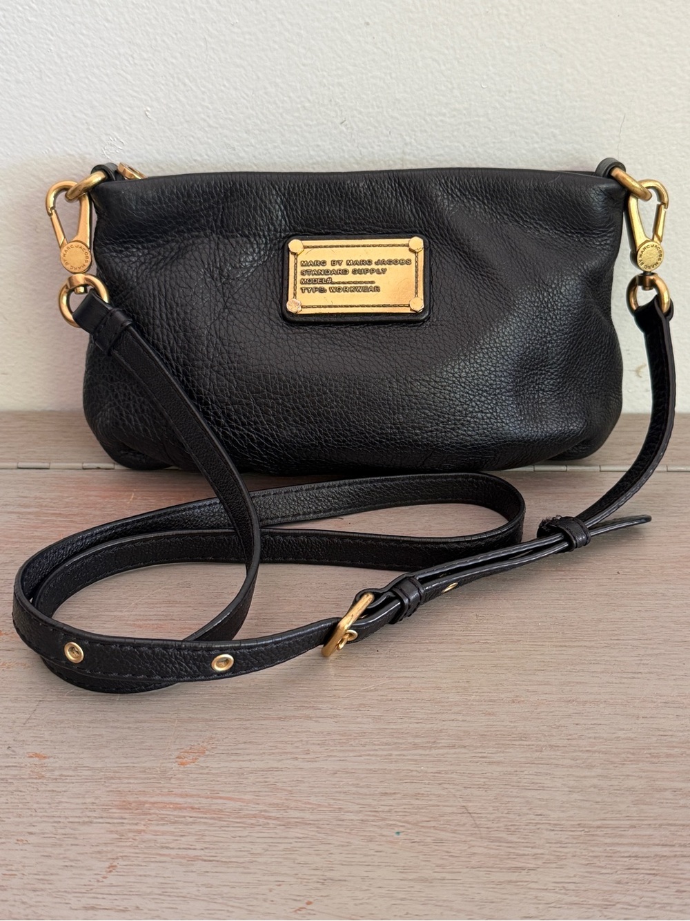 Marc by Marc Jacobs Classic Q Percy Crossbody Bag Black Pebbled Leather Purse